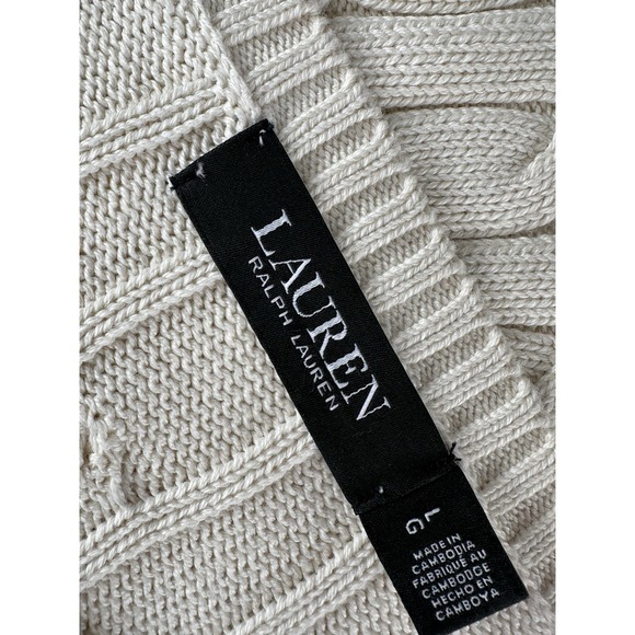 Genuine Lauren Ralph Lauren button‎ Trim Cable Knit Sweater -ivory Watch Sz L - Picture 15 of 16